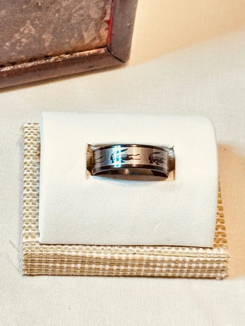 Stainless Steel Alligator Crocodile Black Silver Ring Size 10.5 NWT Unisex Men